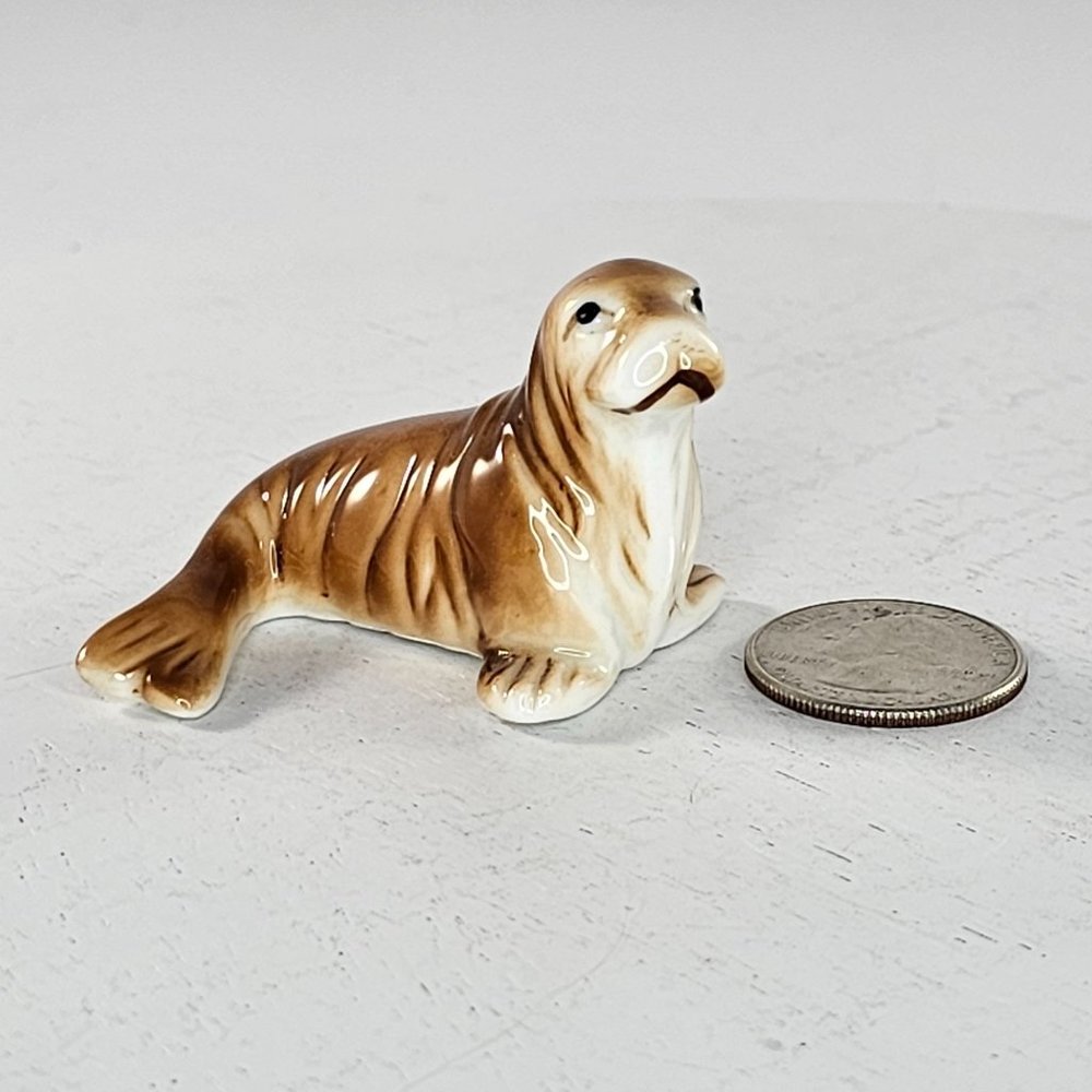 Vintage Bone China Walrus Miniature Figurine Seal Sea Lion